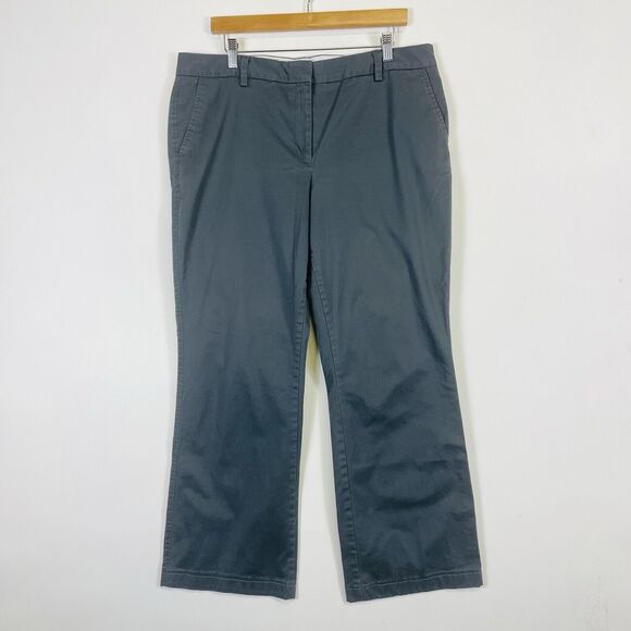 Lands' End Stone Grey‎ Midrise 11" Fit 2 Trouser Leg Chino Pants Women's 16 - Picture 1 of 7